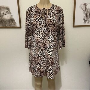 Accent Animal Print Long Sleeves Dress Size M